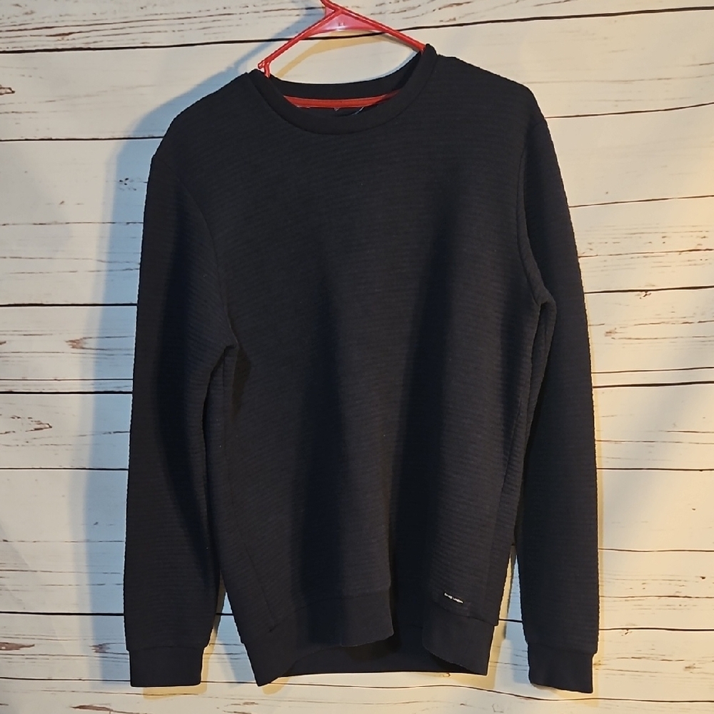 Guide London Mens Navy Blue Long Sleeve Textured Crew Neck Pullover‎ Sweater ,S